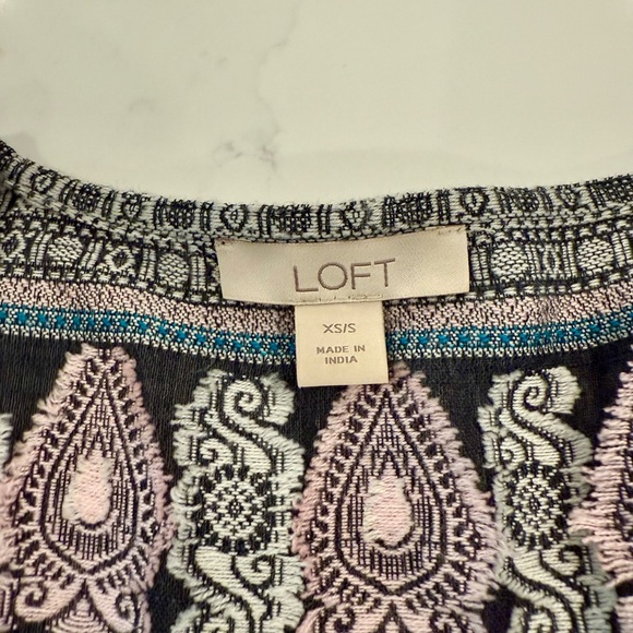 LOFT soft knit tapestry kimono wrap in blue hues - Picture 3 of 10